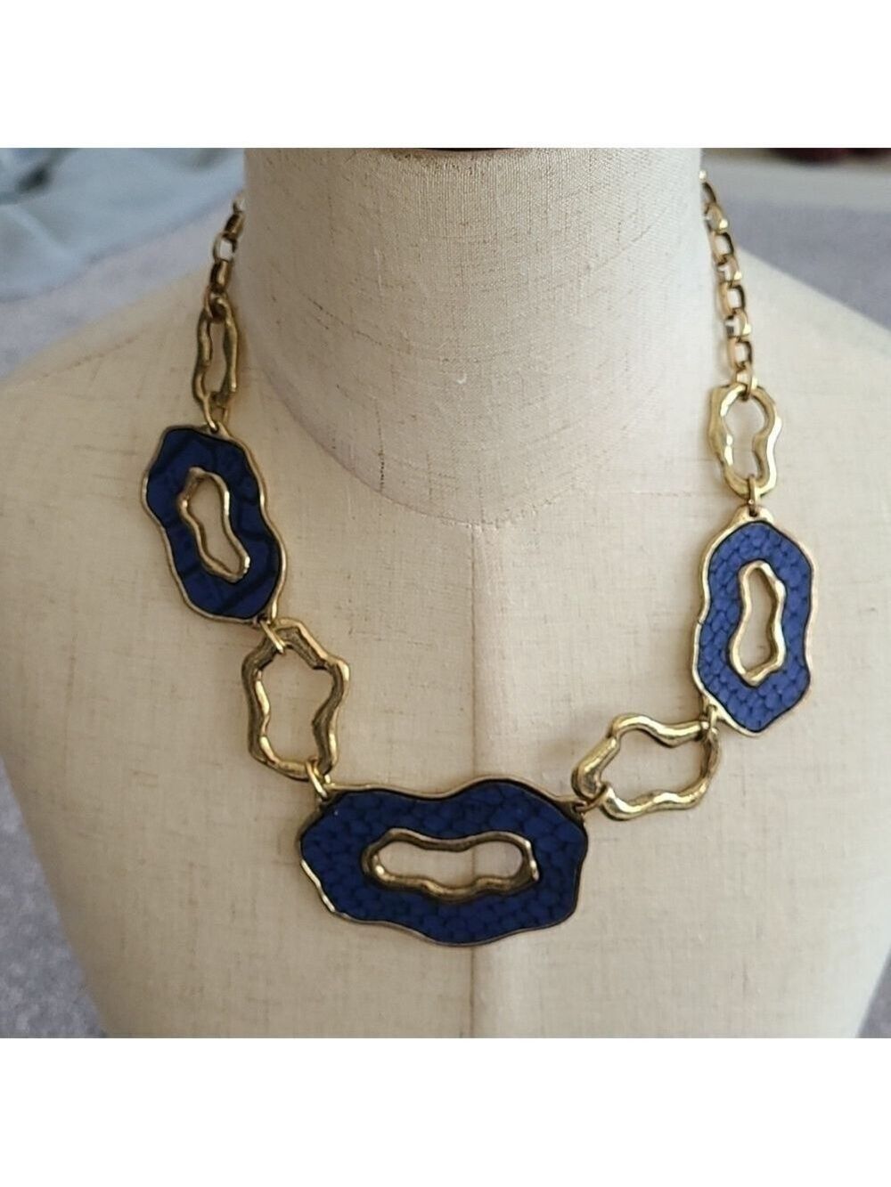 🆕️ Blue and gold statement  necklace